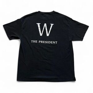 Vintage The President 'W' Graphic Black Men's T‑Shirt XL